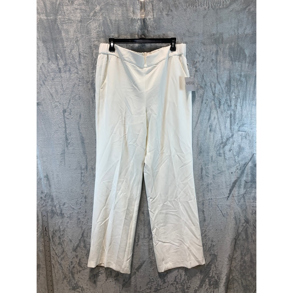 Kasper Women Vanilla Ice Wide Leg Dress Pants Off White Size Medium NWT 10924701